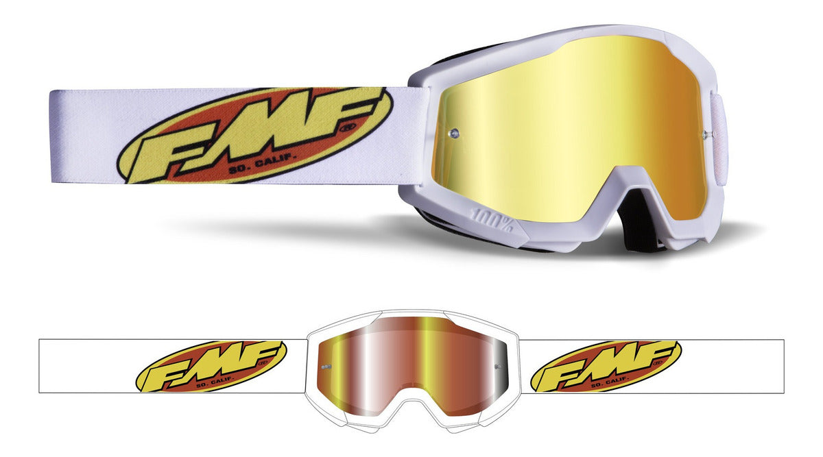 Goggles FMF Powercore Core White - Mica Espejo Roja
